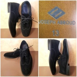 Joseph Abboud Wingtip/Oxford  Dress Shoes Black Suede Sz 13, New